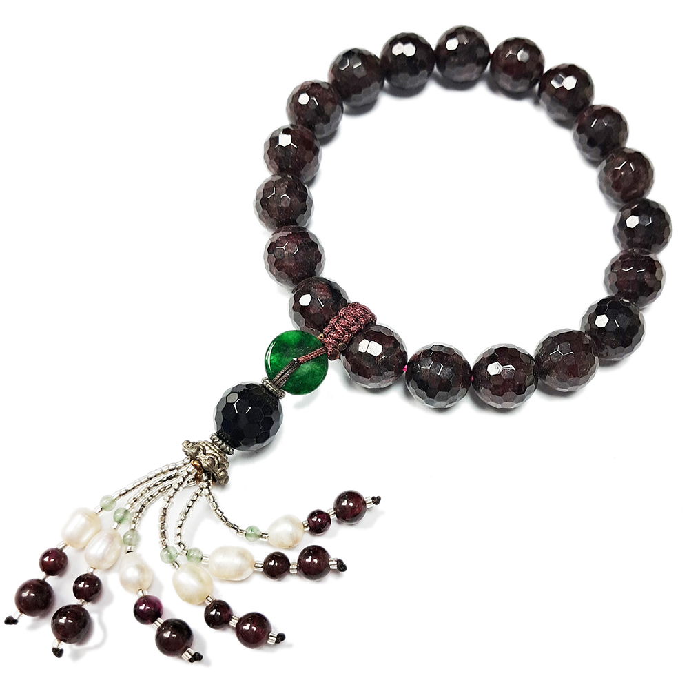 紅石榴{晶鑽}手珠10mm+珍珠流蘇【十方】131905