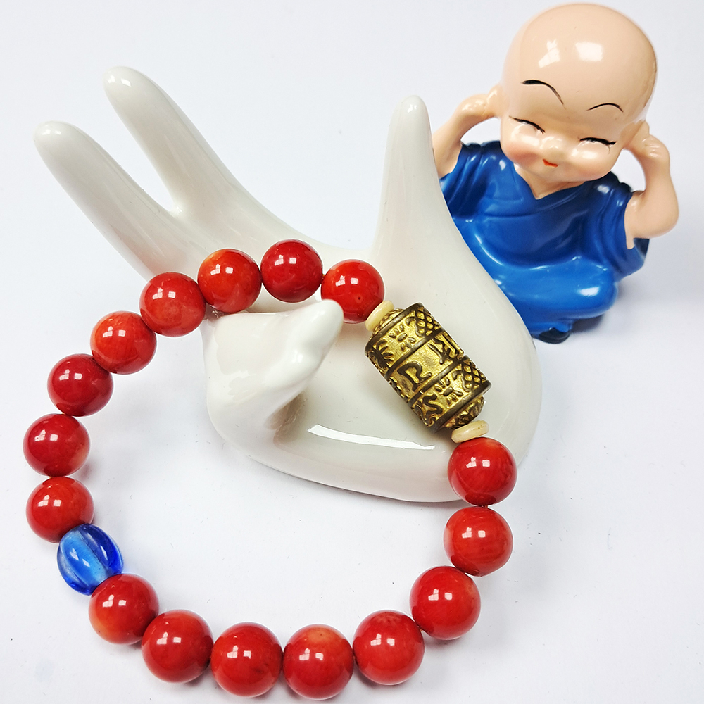 轉經輪+珊瑚{海竹}手珠10mm【十方】132756