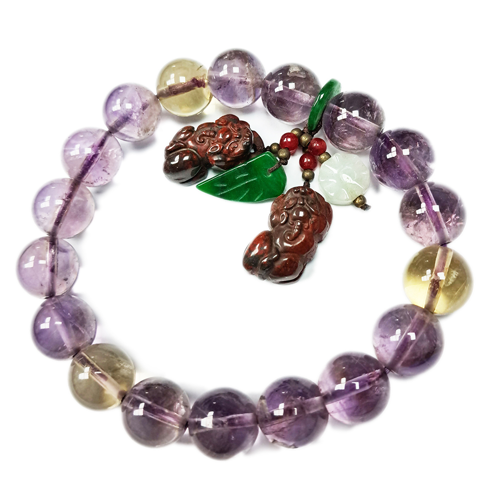 豼貅{紅玉石}紫黃晶手珠11mm【十方】134803