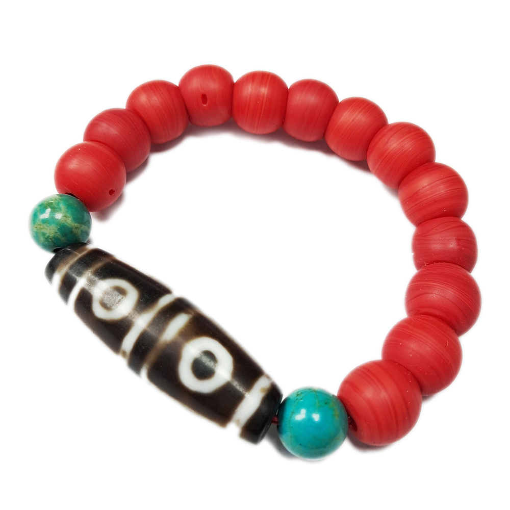 四眼天珠+火山琉璃手珠12mm【十方】135697