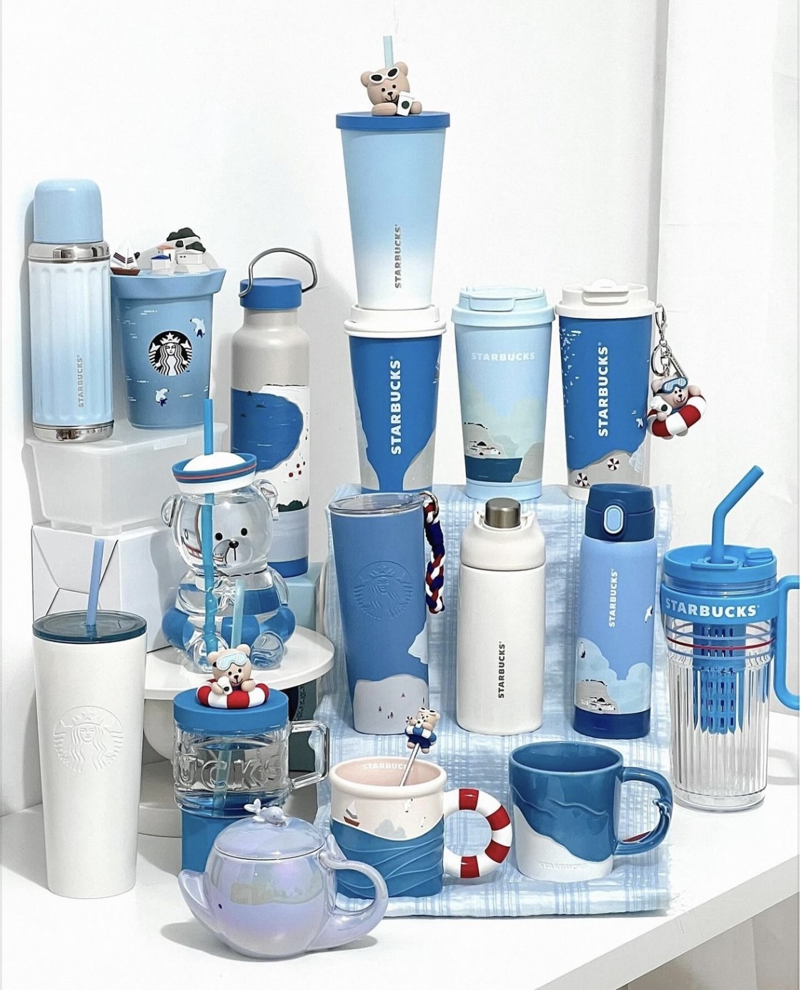 星巴克 Starbucks 海外限定 夏日海邊系列 天空藍 藍白色 保溫杯 隨行杯 冷水杯/預購