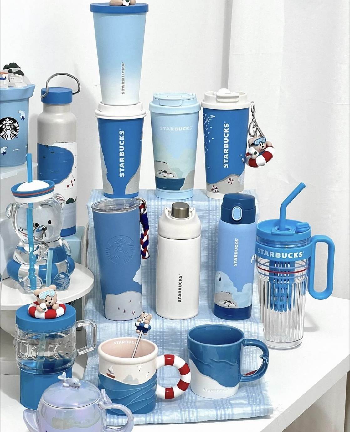 星巴克 Starbucks 海外限定 夏日海邊系列 天空藍 藍白色 保溫杯 隨行杯 冷水杯/預購