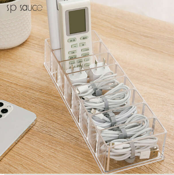 Data cable storage box【Transparent 25*8.5*5cm】