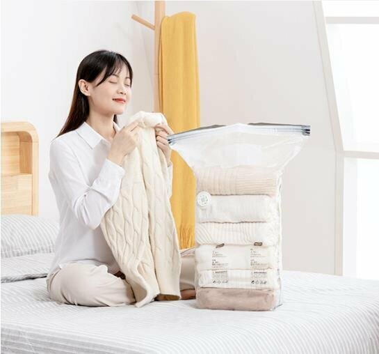 (50*70*30cm-2pcs) non-pumping compression bag, transparent medium three-dimensional vacuum compression storage bag, wardrobe storage bag  