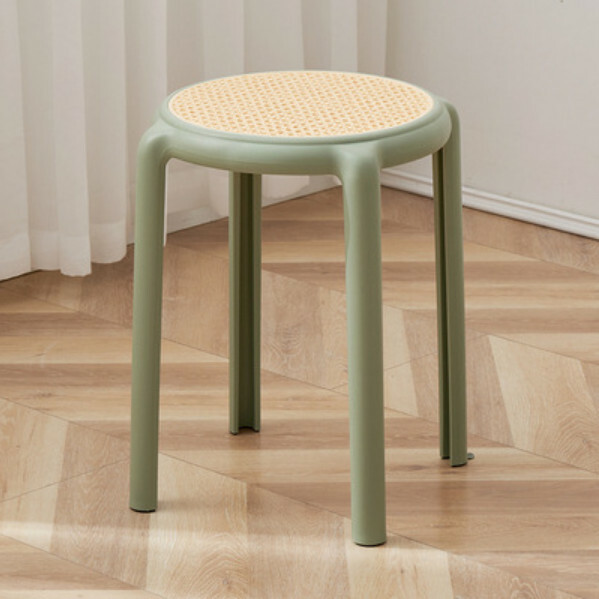 Hot Selling Rubber Stool Stackable Dining Chair Imitation Rattan Chair High Stool (Green)