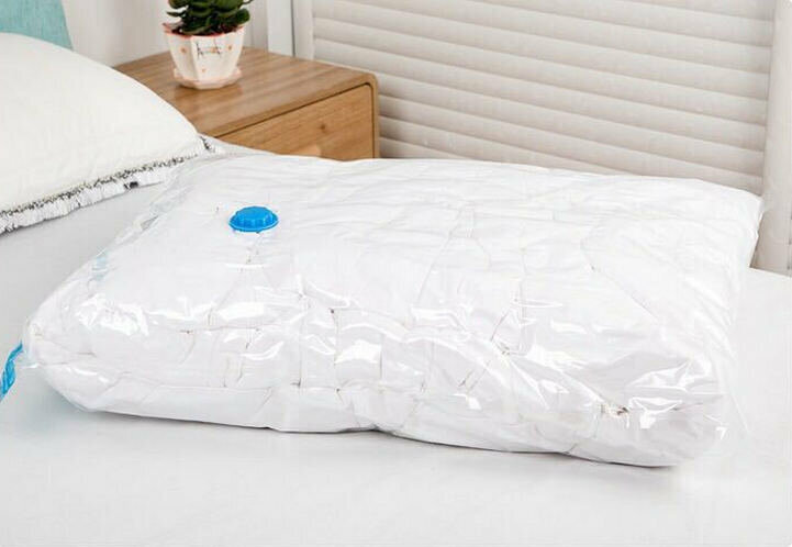 VACUUM COMPRESSION BAG, STORAGE BAG (THICKENED TRANSPARENT SIZE: 60*80CM)) + HAND PUMP