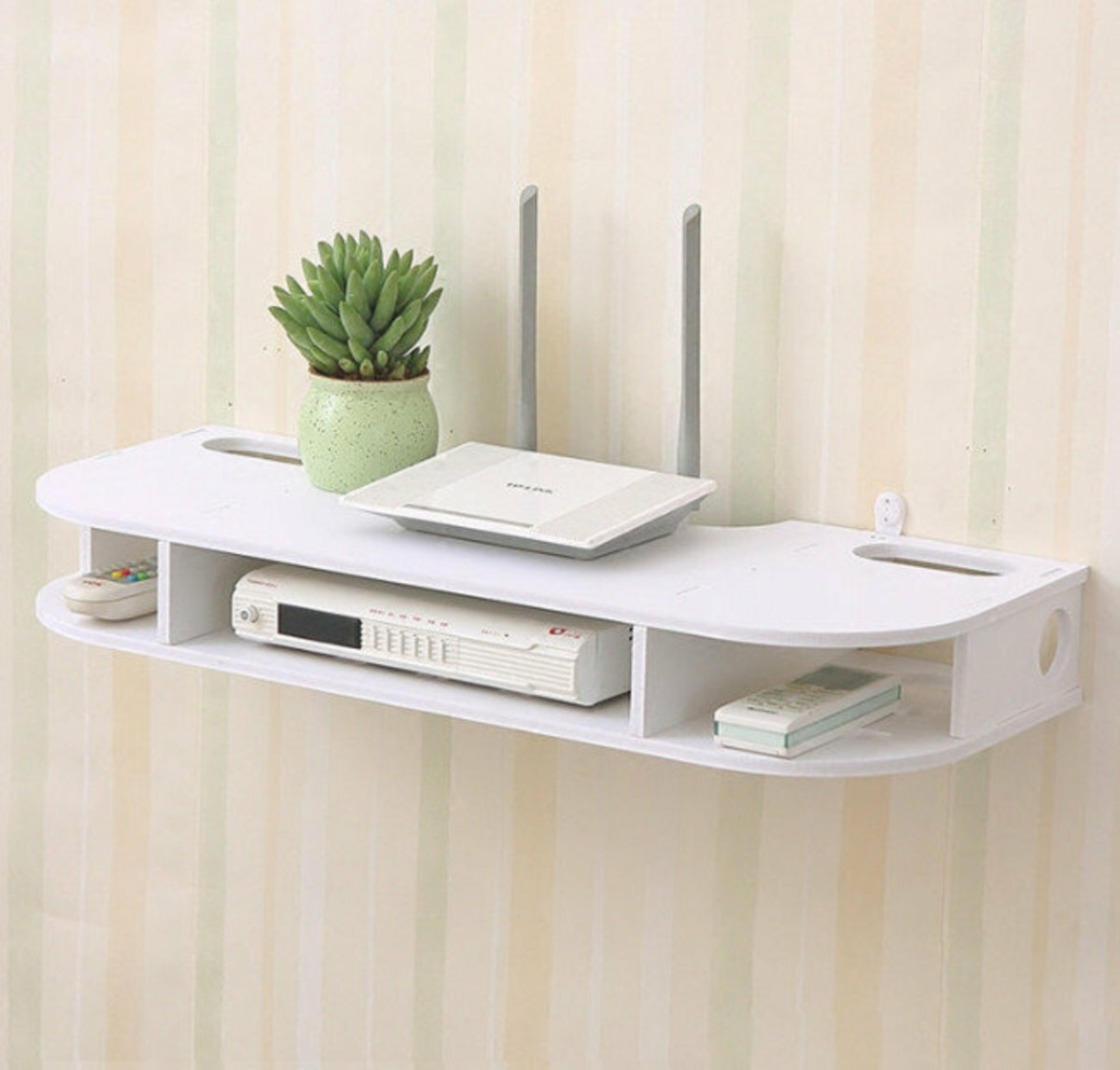 Living room wall shelves, router storage shelves