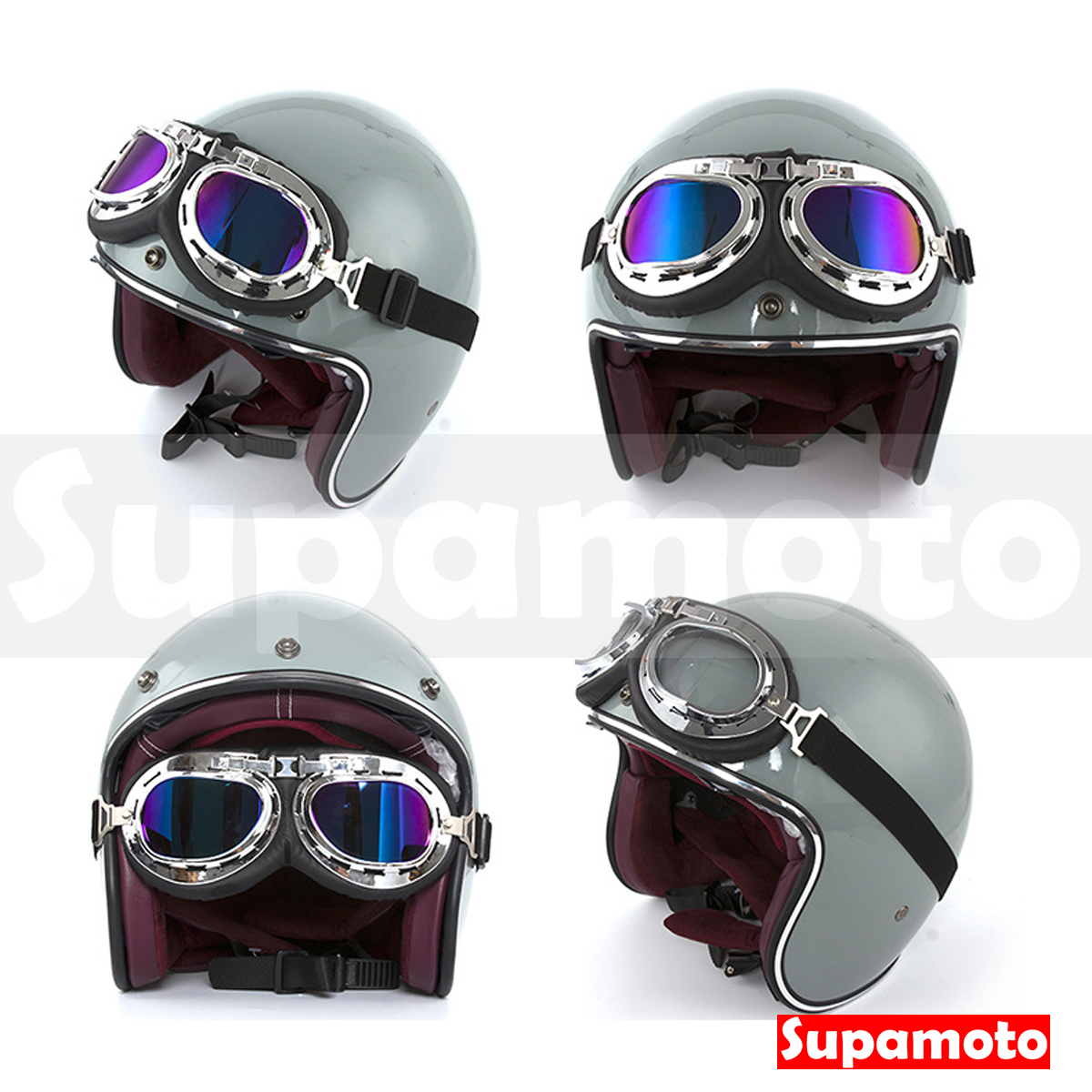 -Supamoto- 復古 風鏡 哈雷 風鏡 護目鏡 防風鏡 擋風鏡 電鍍 黃色 茶色