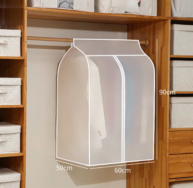 Japanese-style three-dimensional translucent clothing dust cover, suit big dust bag, thickened hanging clothes bag, 50x60x90CM