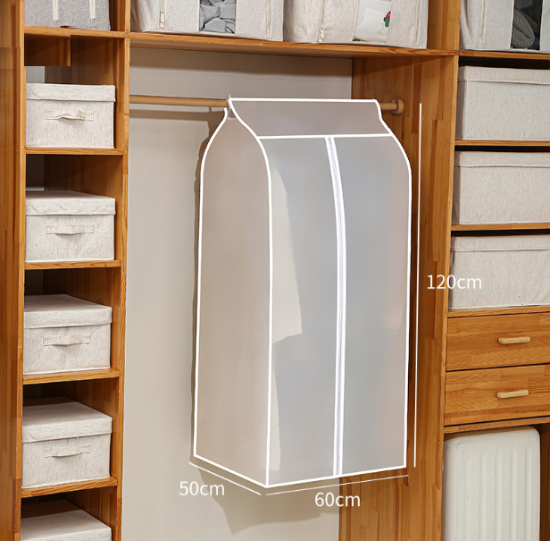 Japanese-style three-dimensional translucent clothing dust cover, suit big dust bag, thickened hanging bag 50x60x120CM