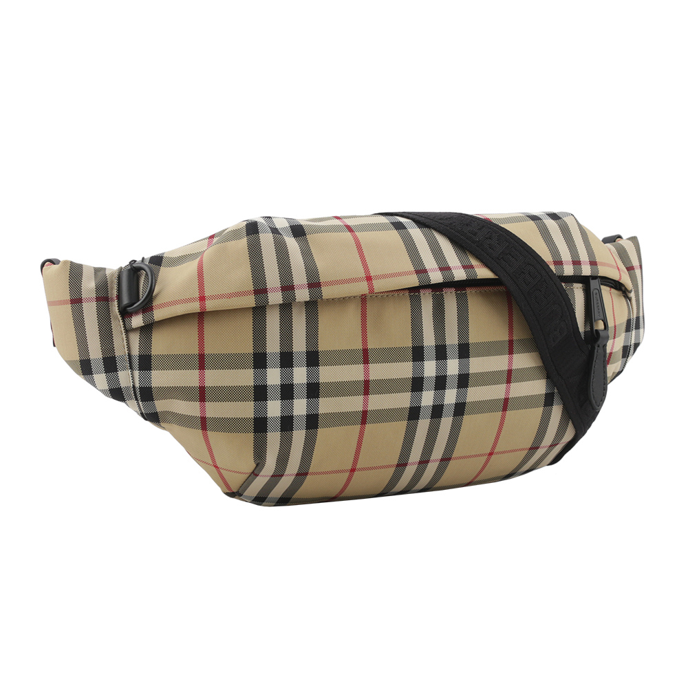 【BURBERRY】格紋尼龍帆布腰包