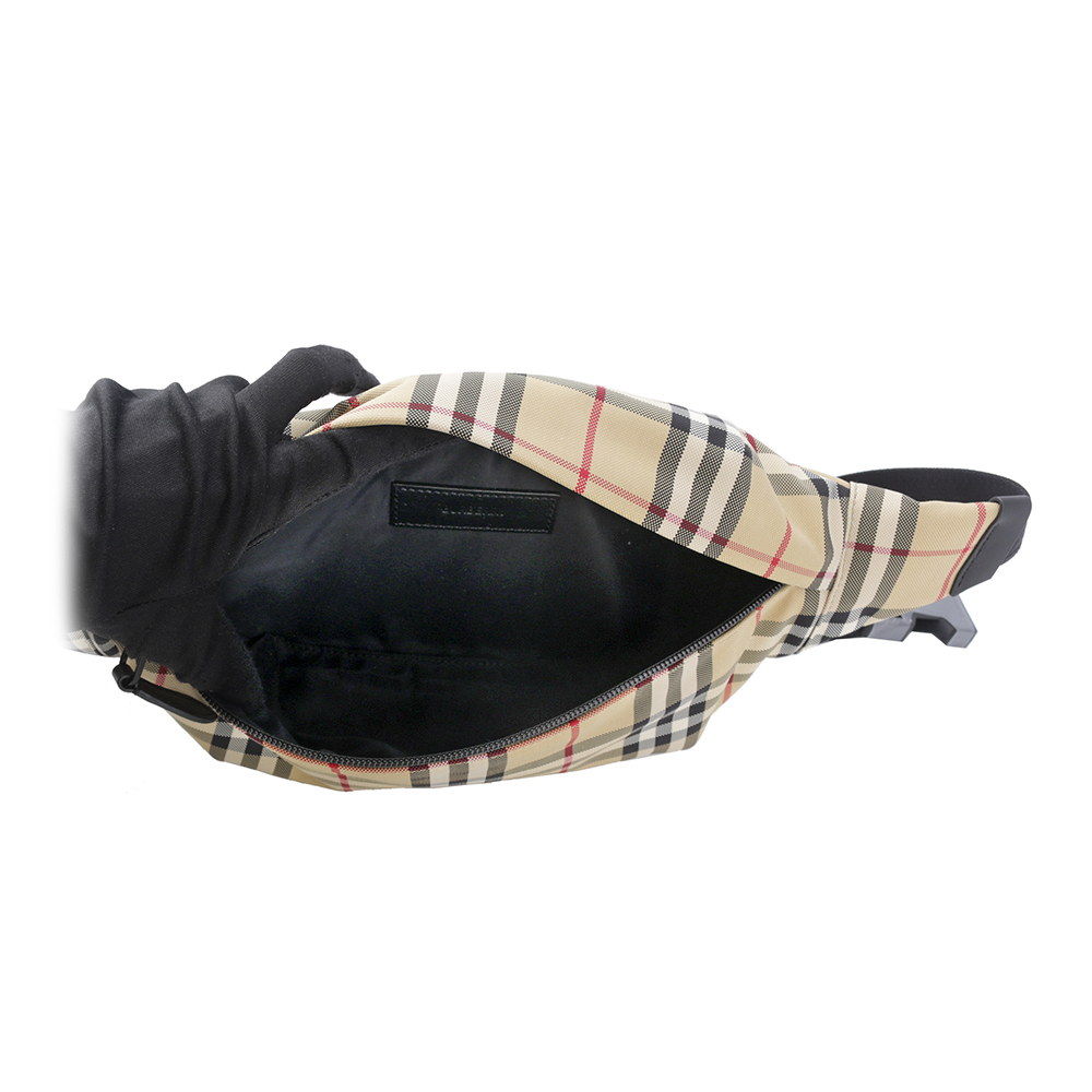 【BURBERRY】格紋尼龍帆布腰包(經典米色) 8084114