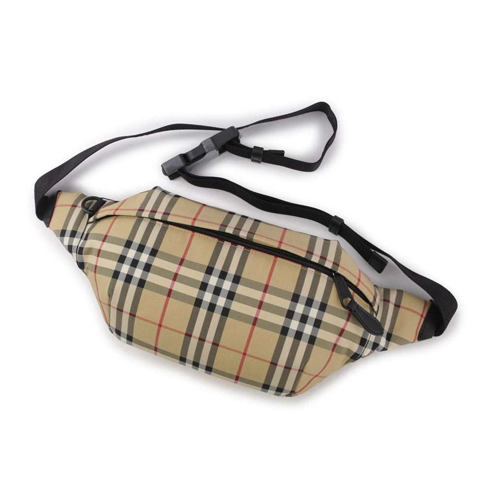 【BURBERRY】格紋尼龍帆布腰包(經典米色) 8084114