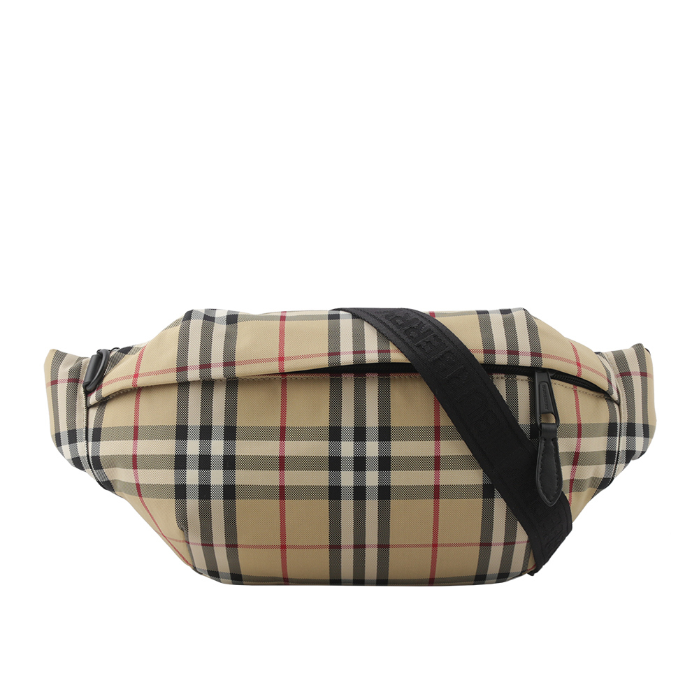 【BURBERRY】格紋尼龍帆布腰包(經典米色) 8084114