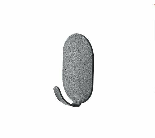 (10 pcs) Nordic oval non-perforated strong metal hook sticker (black) non-drilling strong hook non-marking hook anti-stiff and durable and moisture-proof