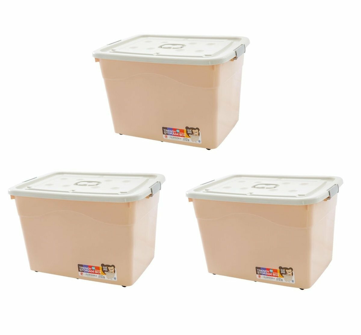 (3 Combinations) Home Storage Box, Thickened Storage Box, Plastic Box (Pink #8825 x3) 