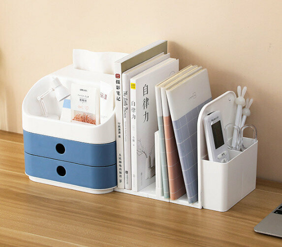 Office book file storage box [blue star storage box + bookshelf] Size [Yuan bubble]