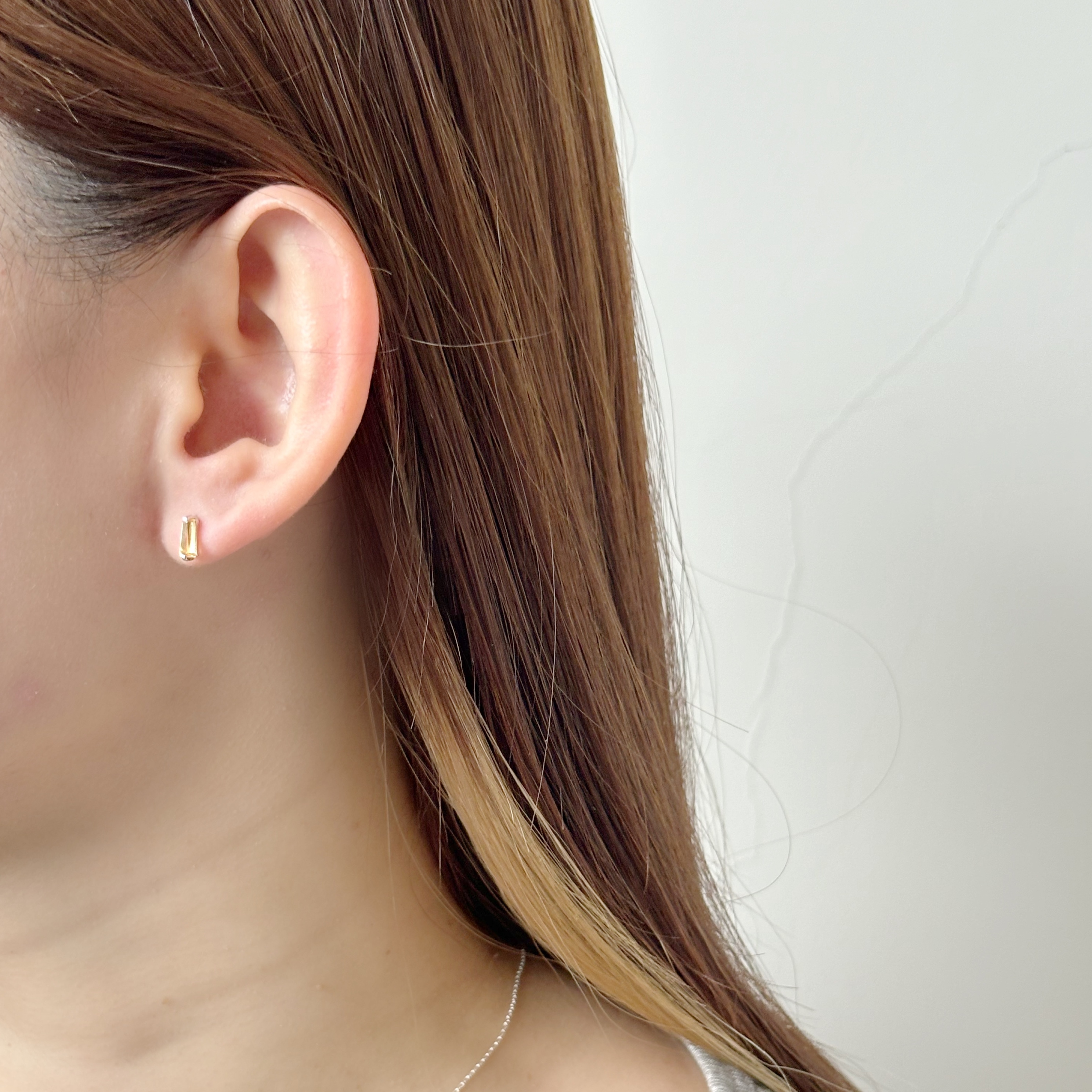 雙爪梯形黃水晶轉珠耳環