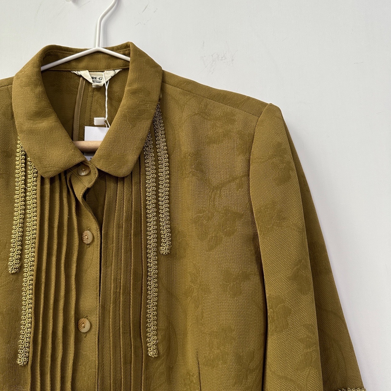 焙茶色暗花紋古著上衣