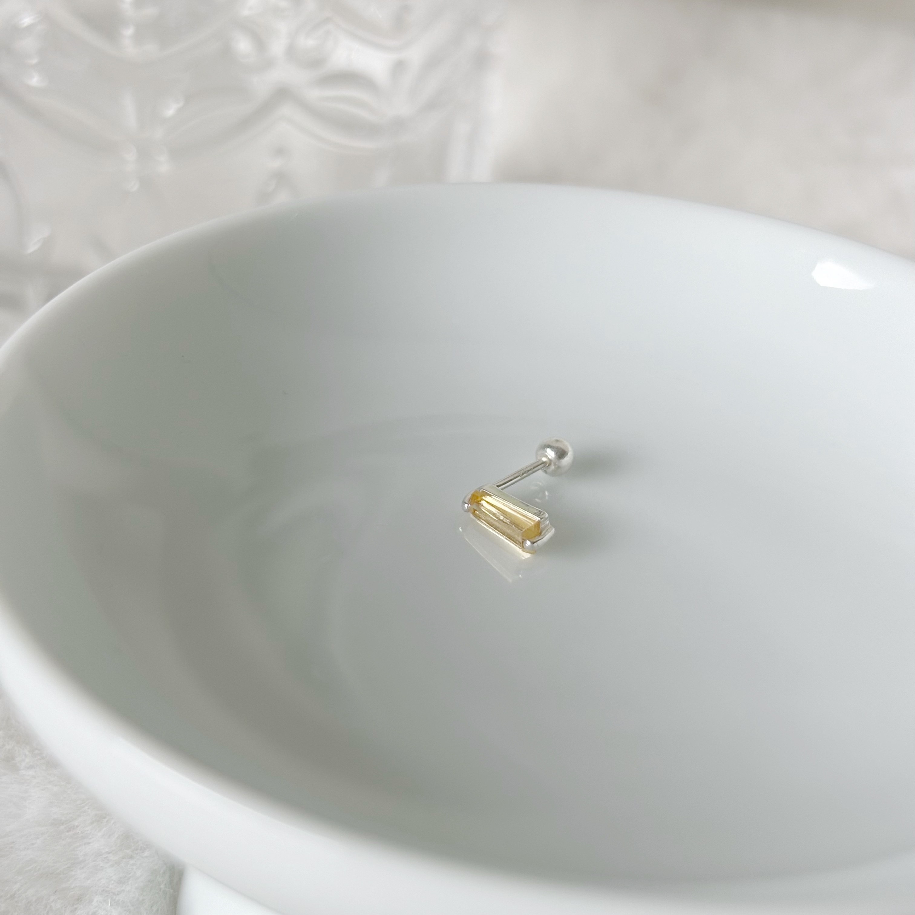 雙爪梯形黃水晶轉珠耳環