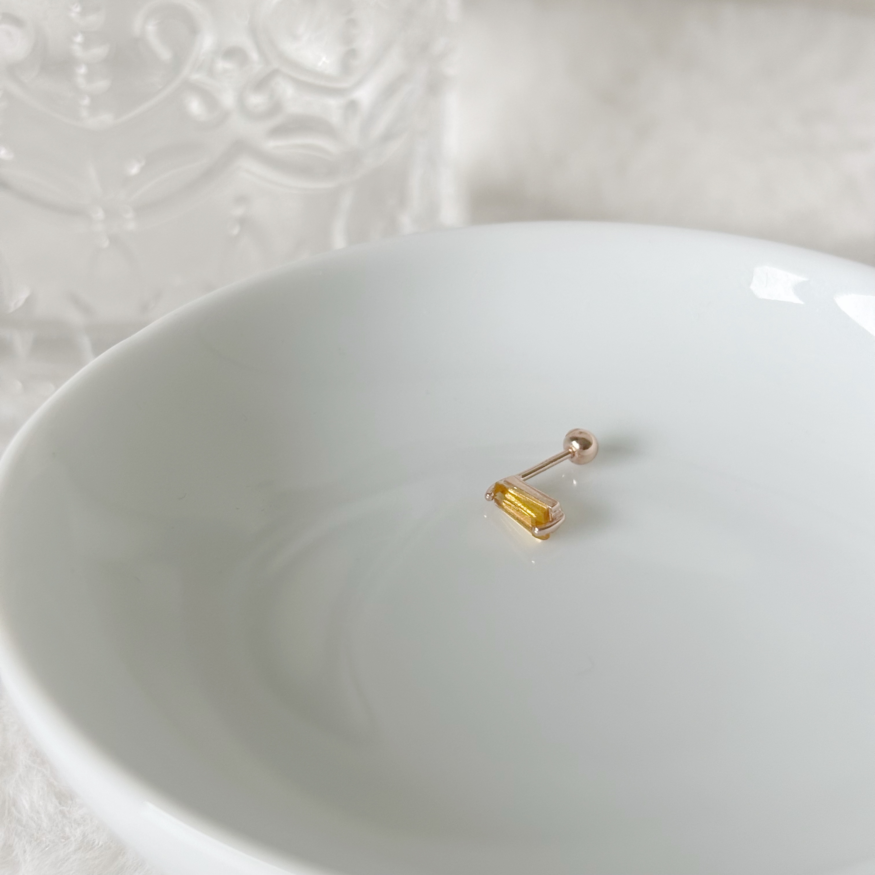 雙爪梯形黃水晶轉珠耳環