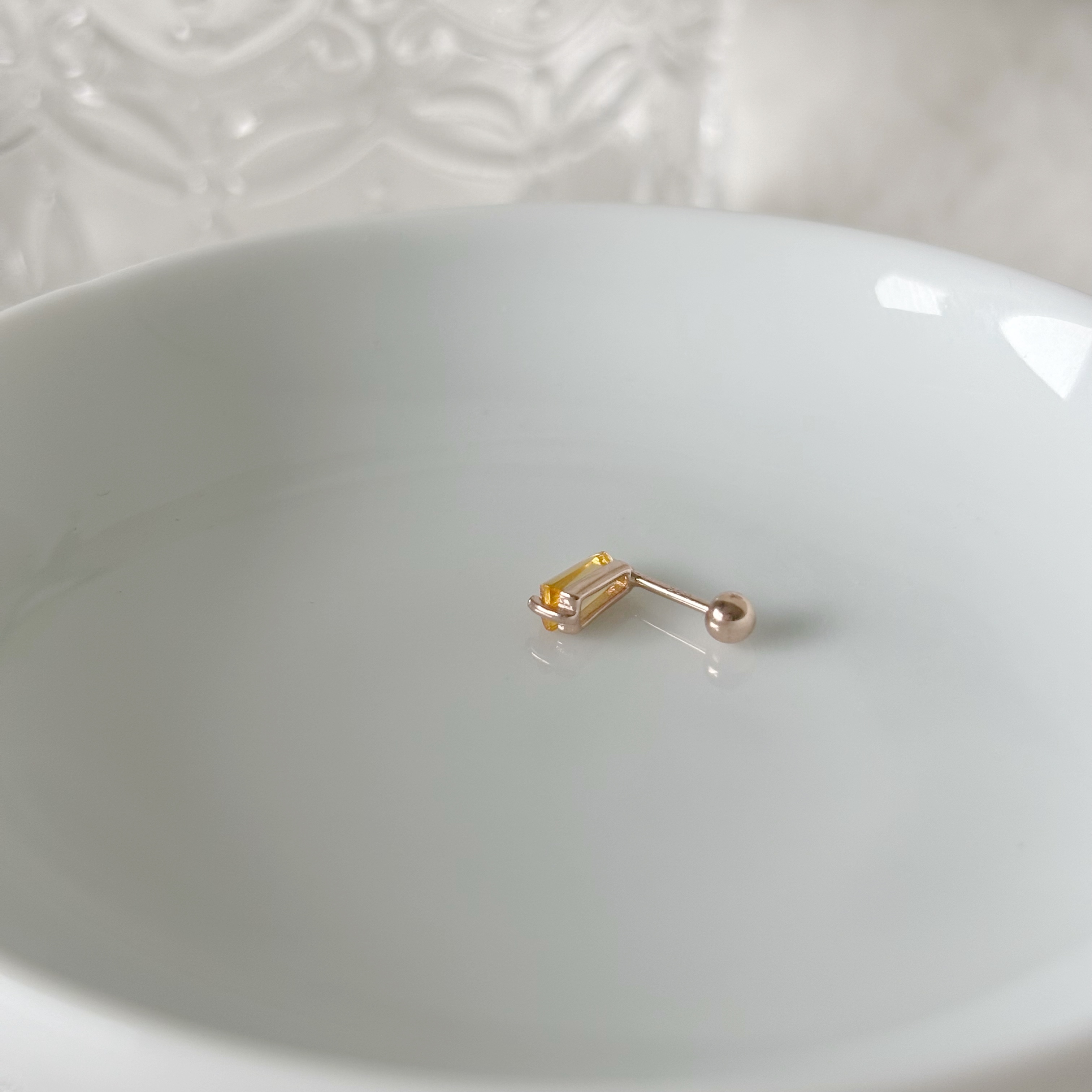 雙爪梯形黃水晶轉珠耳環