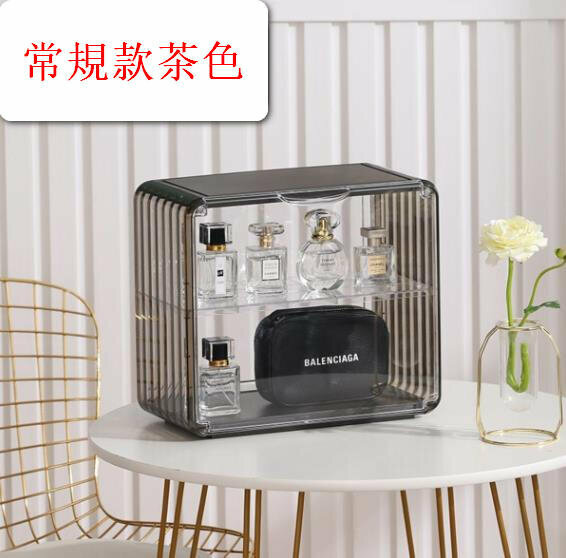 Bag storage box Luxury transparent display storage box Model figure blind box storage Shelf dustproof storage box [large regular brown (one partition)]