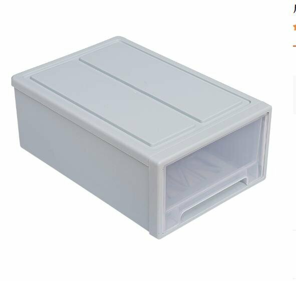 Stackable drawer storage box, clothes storage, wardrobe, plastic cabinet bucket (light blue, size: 32L, 47*32*21cm)