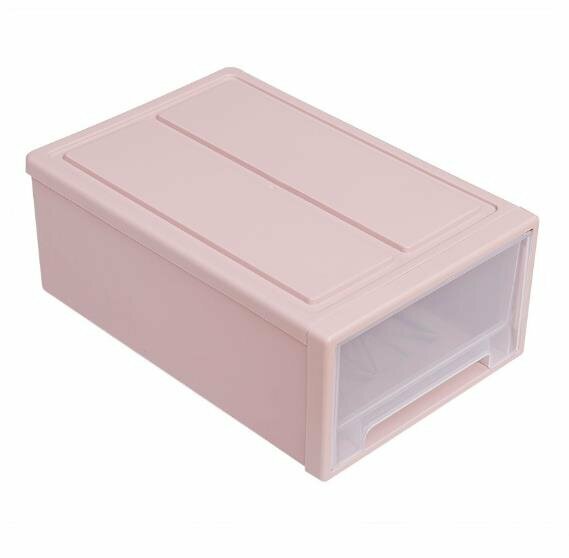 Stackable drawer storage box, clothes storage, wardrobe, plastic cabinet bucket (pink, size: 32L, 47*32*21cm)