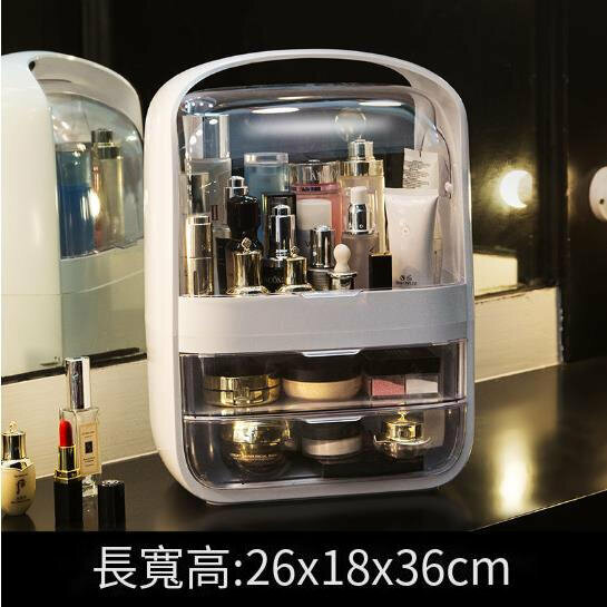Large Capacity Cosmetic Storage Box Dustproof Household Skin Care Products Shelf - Pandora Large Crystal White (26*18*36cm)