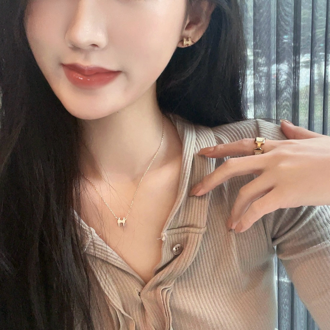 18k personalized mini H琺瑯高奢鈦鋼項鍊