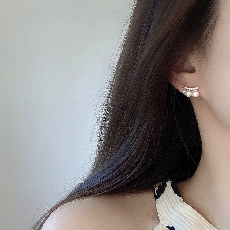 smile一抹微笑珍珠鑽耳釘