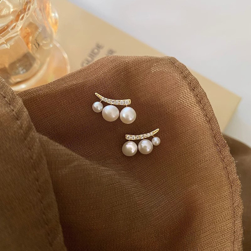 smile一抹微笑珍珠鑽耳釘