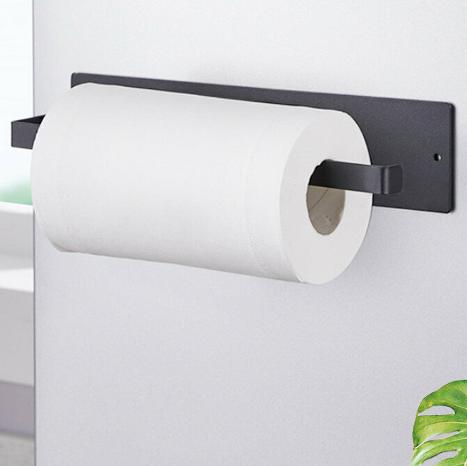 [Black/25*6*6cm] Kitchen punch-free strong suction cup Magnet paper hanger Kitchen magnet toilet paper holder Magnetic hanger Roll paper holder Keep paper fresh 