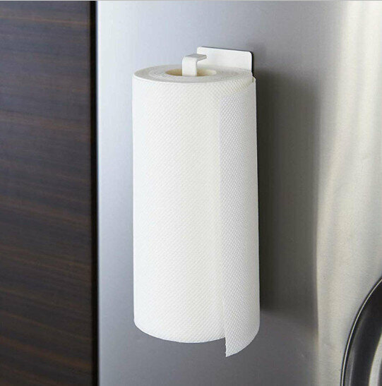 [White/25*6*6cm] Kitchen punch-free strong suction cup Magnet paper hanger Kitchen magnet toilet paper holder Magnetic hanger Roll paper holder Keep paper fresh 