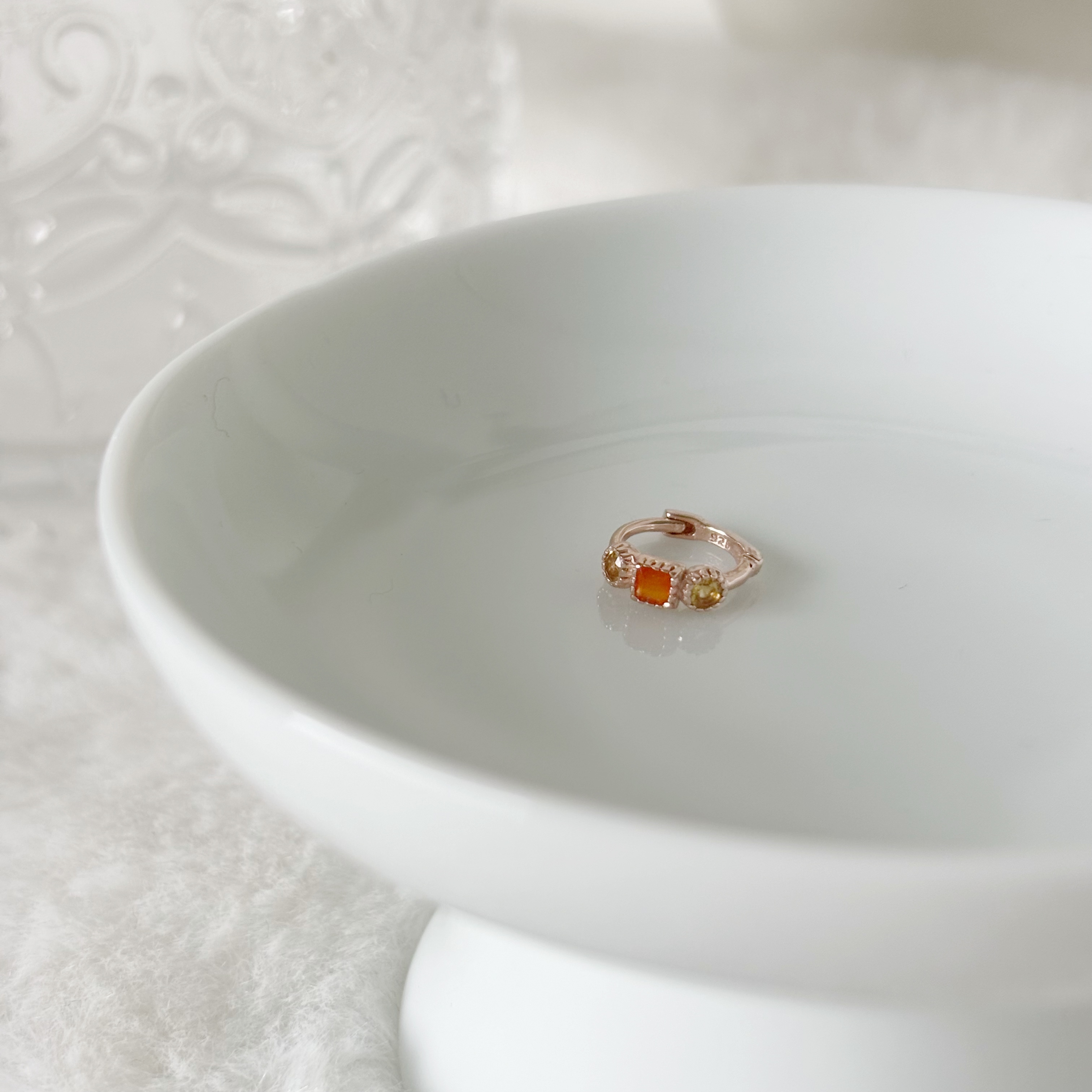 蛋糕方圓黃水晶橘瑪瑙小耳圈