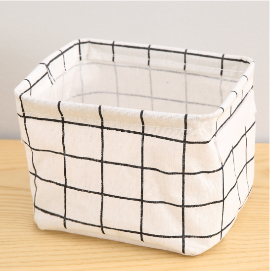 Foldable fabric storage basket, storage basket, toy basket [white background checker] 