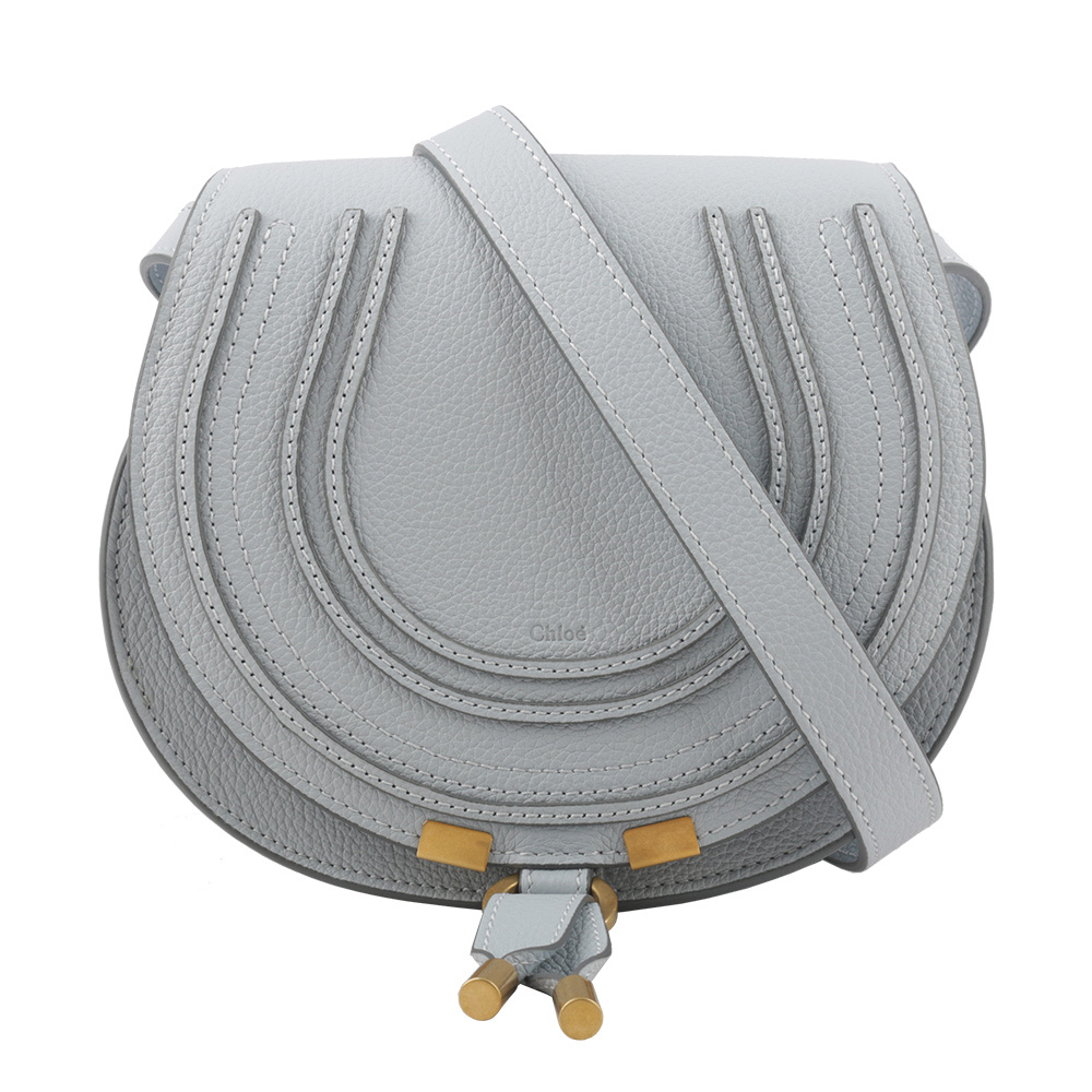 【Chloé】Small Marcie 粒面牛皮鈴鼓包(優雅藍)