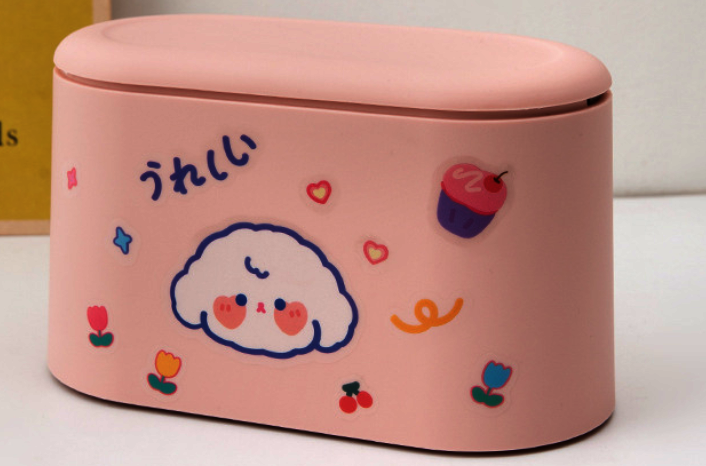 Desktop Storage Box - Girly Pink (New Sticker + 1 Roll of Garbage Bag) (Length 22cm, Width 10.7cm, Height 13cm)