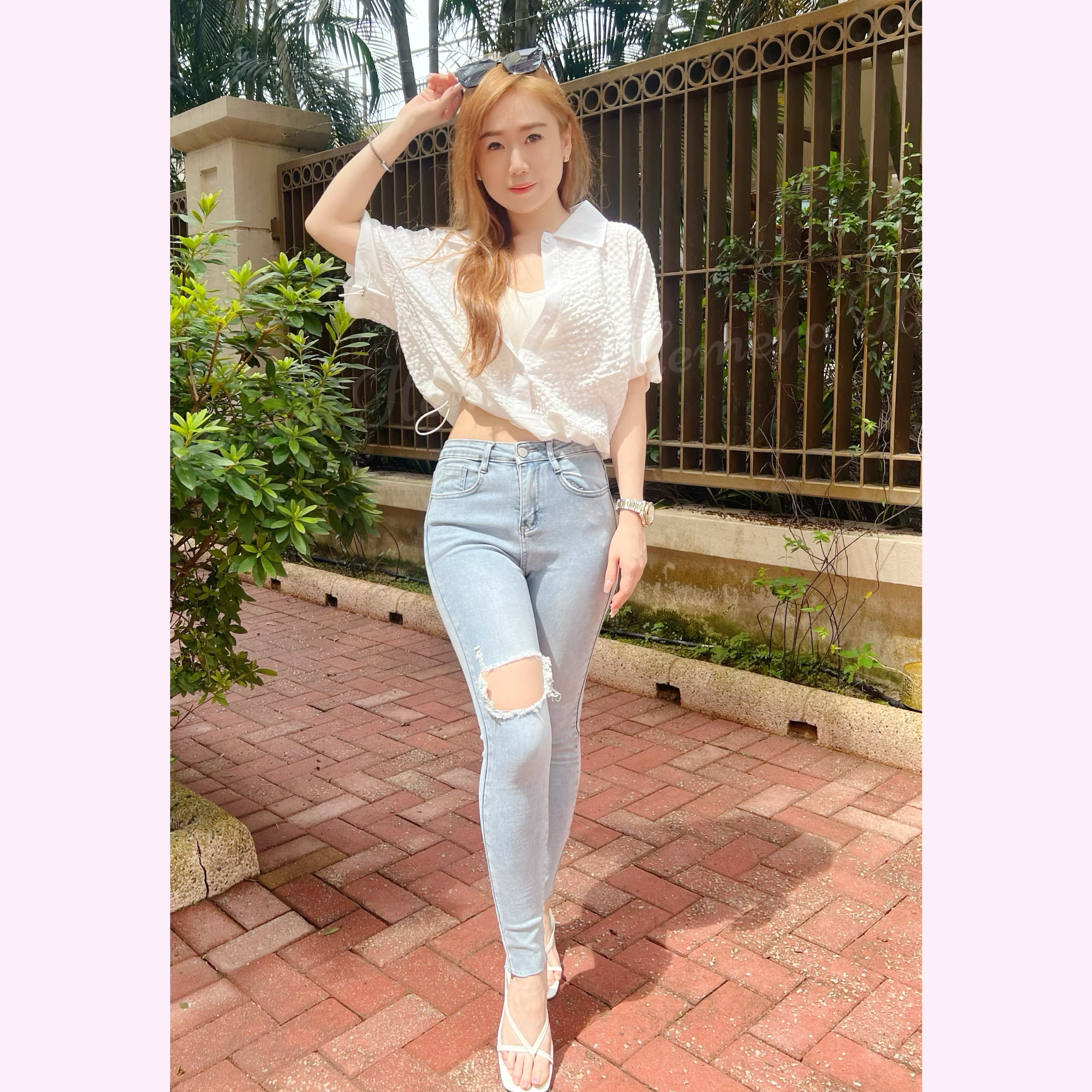 TP24W0545 休閒泡泡紋顯瘦上身