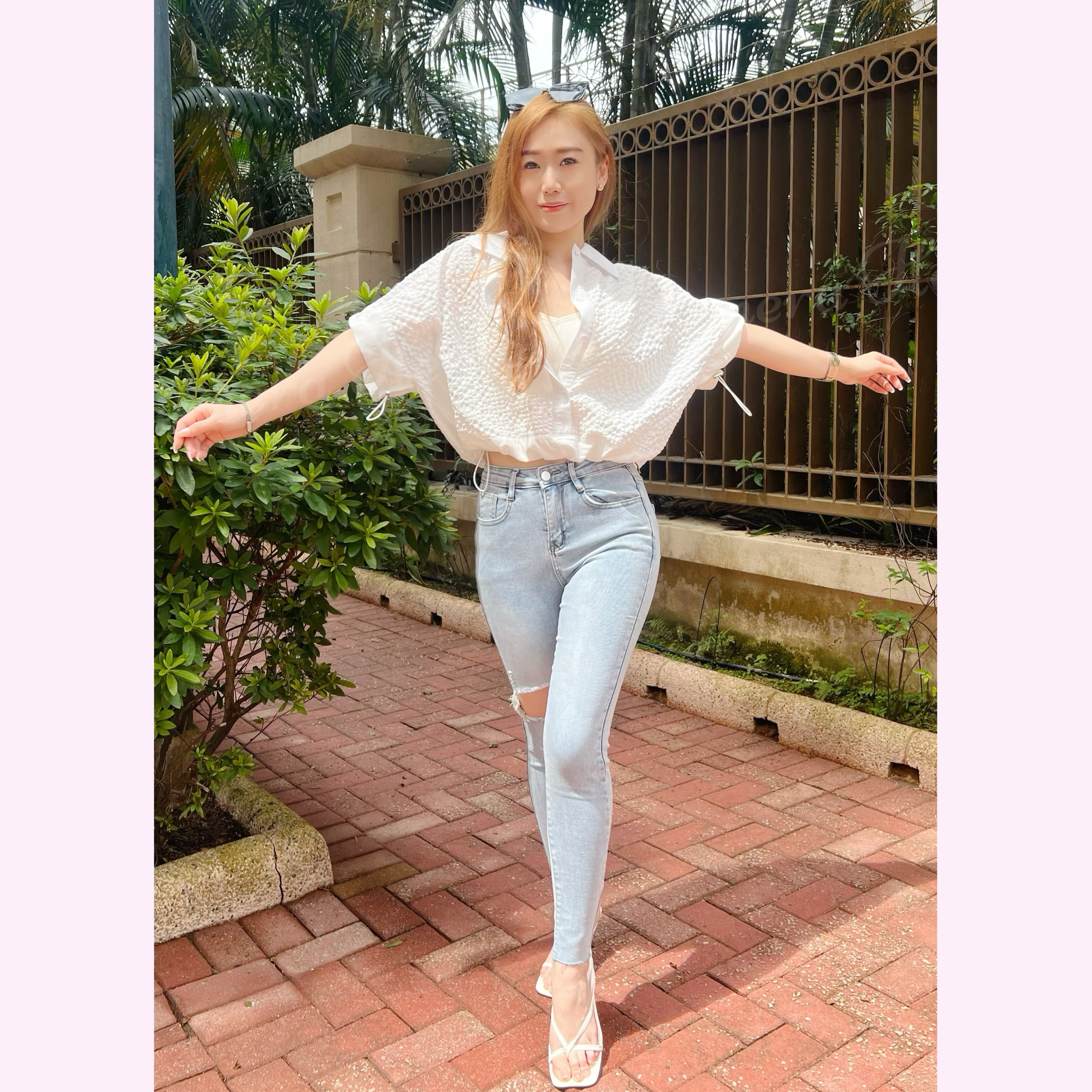 TP24W0545 休閒泡泡紋顯瘦上身