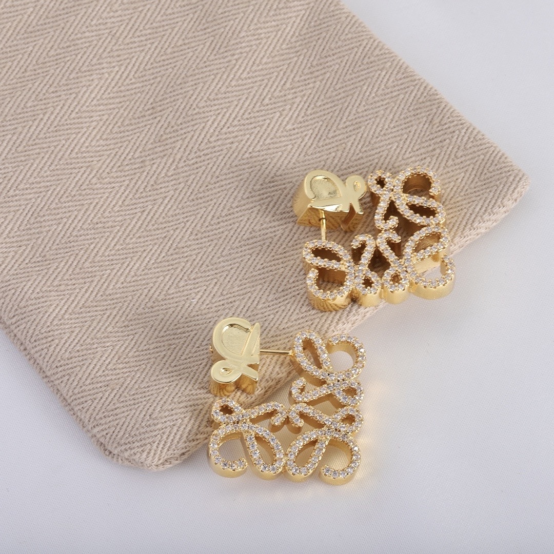 Lo金鑽花紋重磅定製雙面耳釘/專屬耳賭