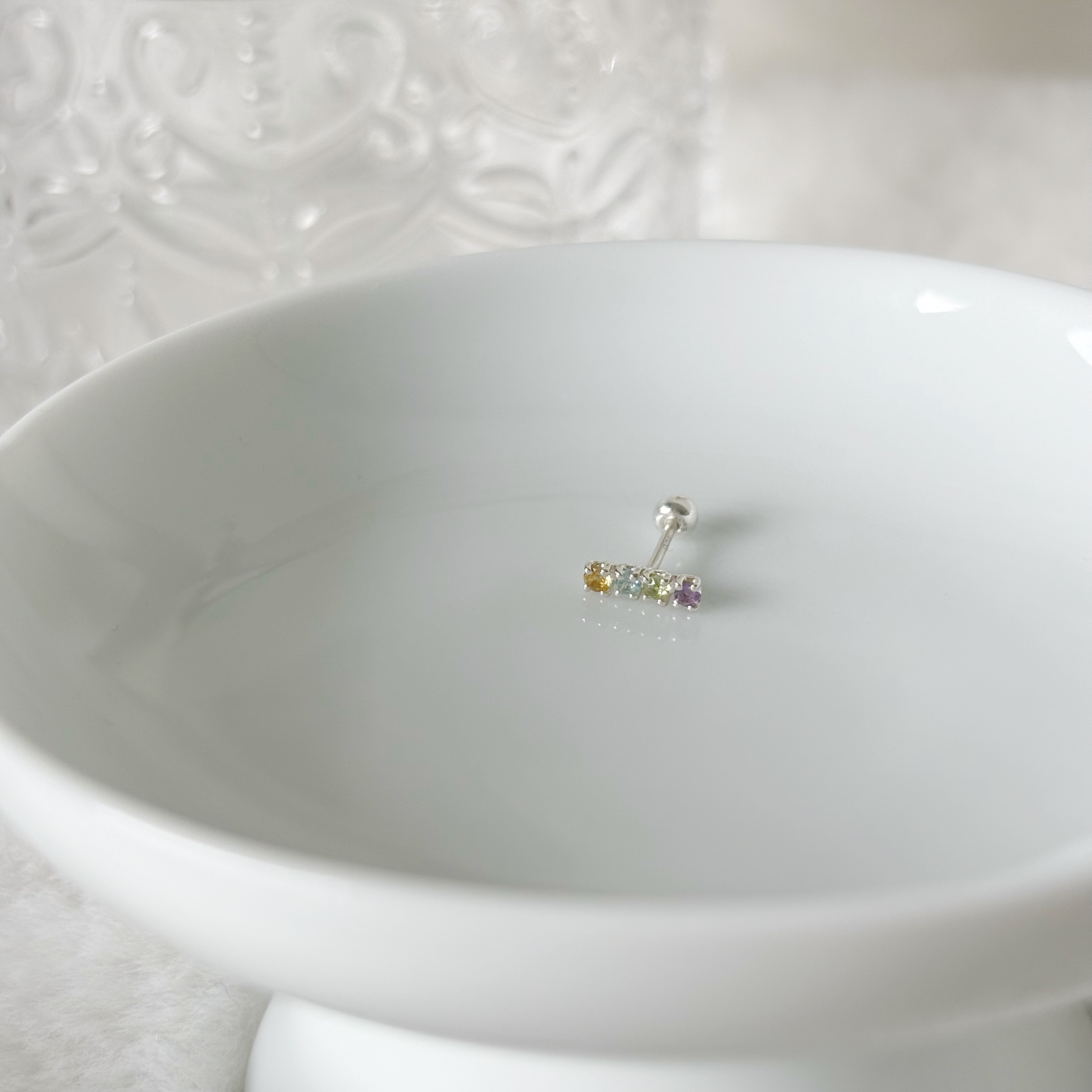 簡約直排彩寶轉珠耳環