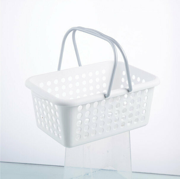 JAPANESE PORTABLE BASKET BATHROOM STORAGE BASKET (WHITE 26.7*18.7*11CM)