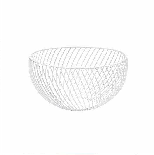 爆款鐵藝桌面收納水果盤生果盤（白色 小號:W21.6*D10.6*H8.5cm）
