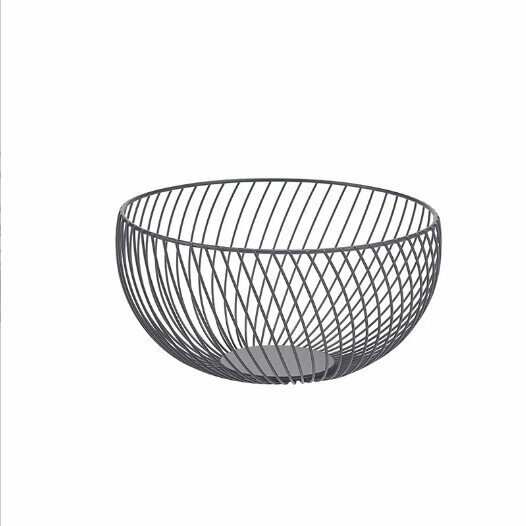 爆款鐵藝桌面收納水果盤生果盤（黑色 小號:W21.6*D10.6*H8.5cm）