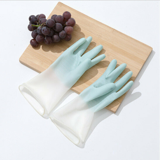 Gradient waterproof natural rubber gloves [translucent L size]