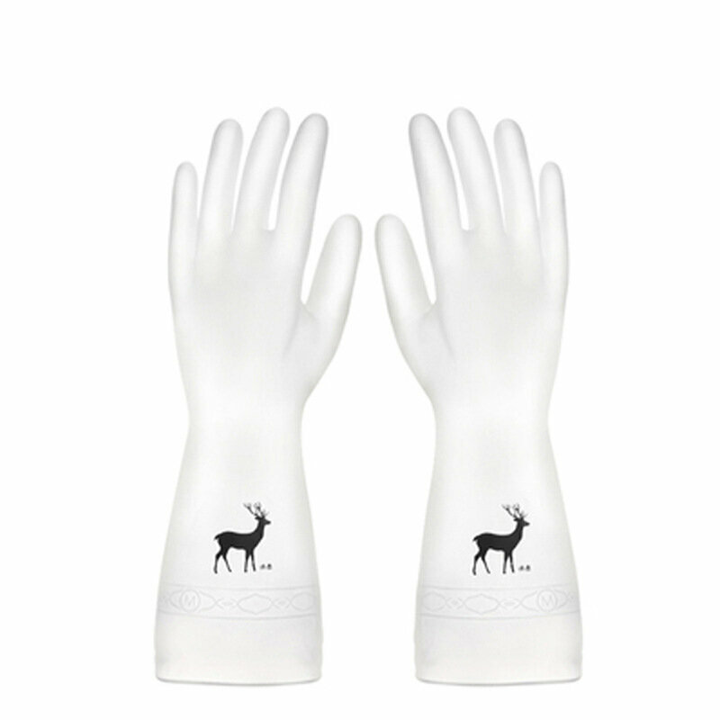 熱賣【1雙】半透明橡膠洗碗手套 防水耐磨手套【M碼印花鹿】