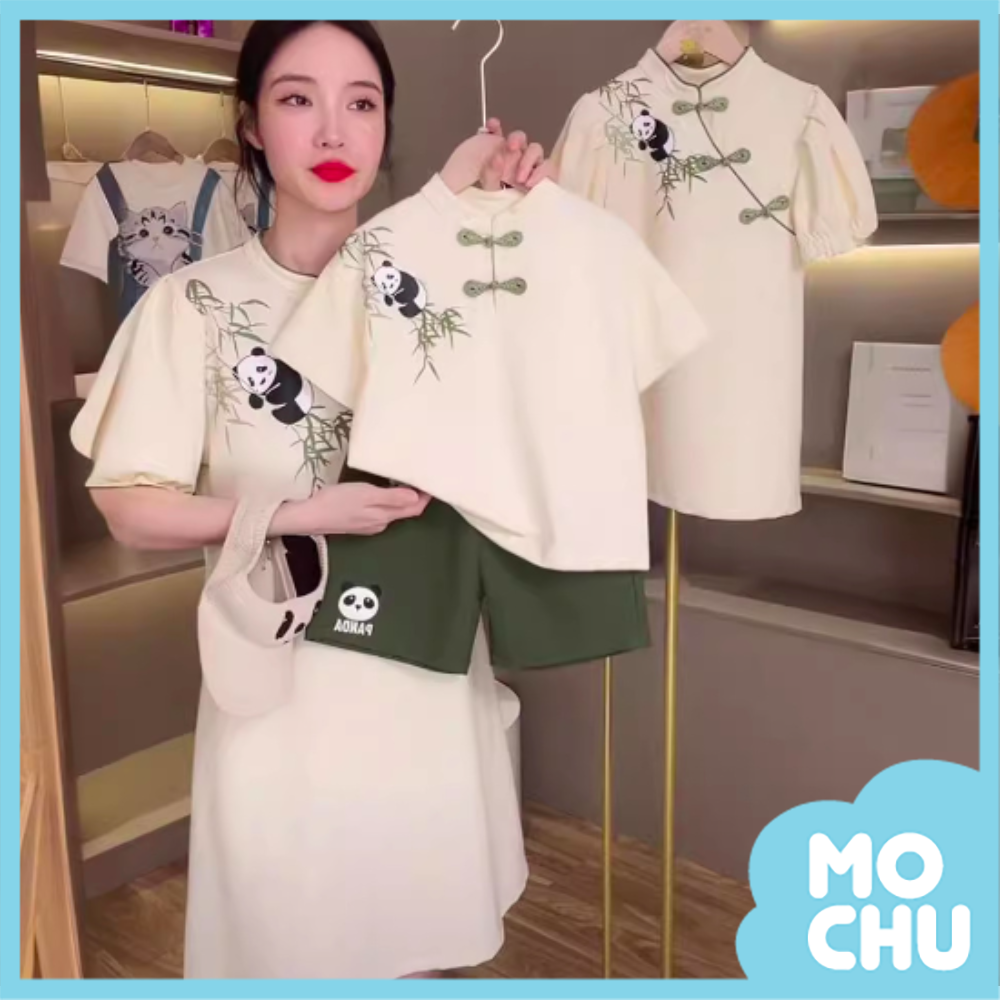 熊貓竹子結扣親子裝