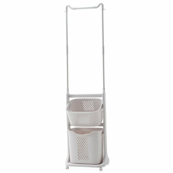 Simple coat storage rack dirty clothes basket (D type 2 layer basket + coat rack)